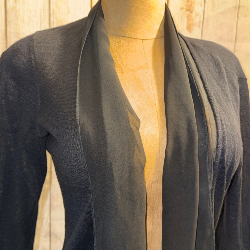 Chico's Easywear Black Cardigan, sheer lapel, lightweight sz 0 or S/4​ - Picture 3 of 15